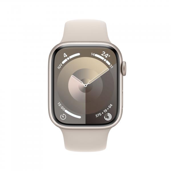 APPLE WATCH SERIES9 GPS + CELLULAR 45MM STARLIGHT ALUMINIUM CASE WITH STARLIGHT SPORT BAND - S/M