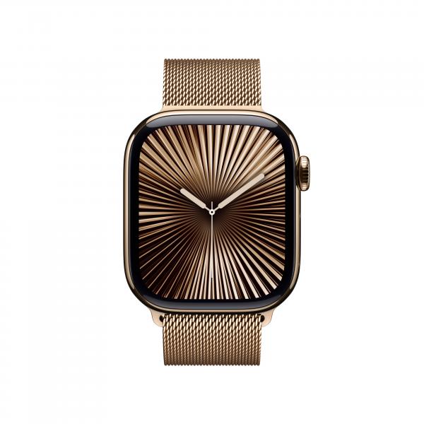 Apple Watch Series 10 GPS + Cellular 42mm Gold Titanium Case with Gold Milanese Loop