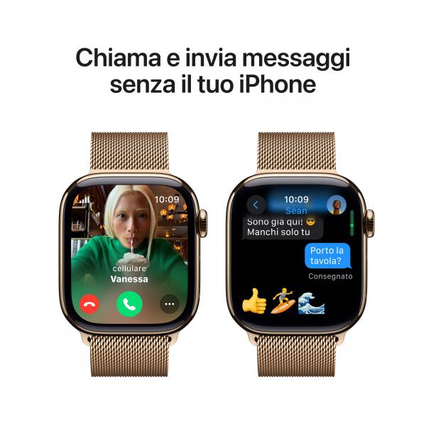 Apple Watch Series 10 GPS + Cellular 42mm Gold Titanium Case with Gold Milanese Loop