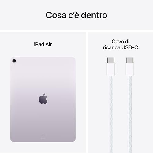 Apple iPad Air 13'' con chip M3: Apple Intelligence, 1 TB, fotocamera frontale e posteriore da 12MP, Wi-Fi 6E + reti cellulari 5G, Touch ID, un giorno intero di batteria — Galassia