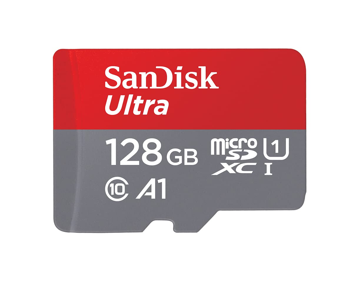 SanDisk 128GB Ultra scheda microSDXC + adattatore SD fino a 140 MB/s con prestazioni app A1 UHS-I Class 10 U1