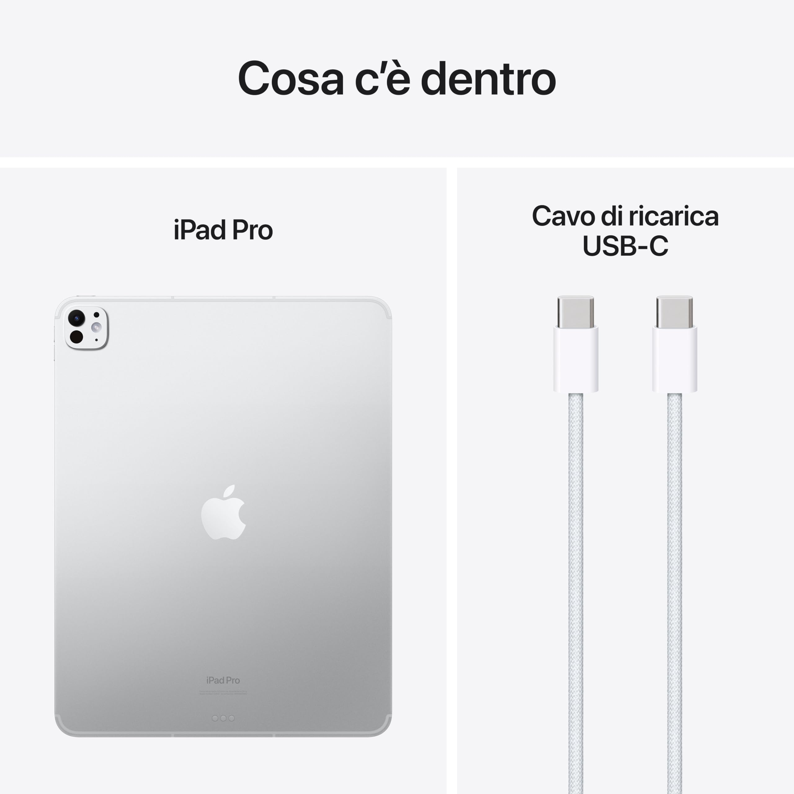 Apple iPad Pro 13'': Chip M4 Progettato per Apple Intelligence, display Ultra Retina XDR, 512GB, fotocamera frontale e posteriore da 12MP, Wi-Fi 6E, un giorno intero di batteria – Argento