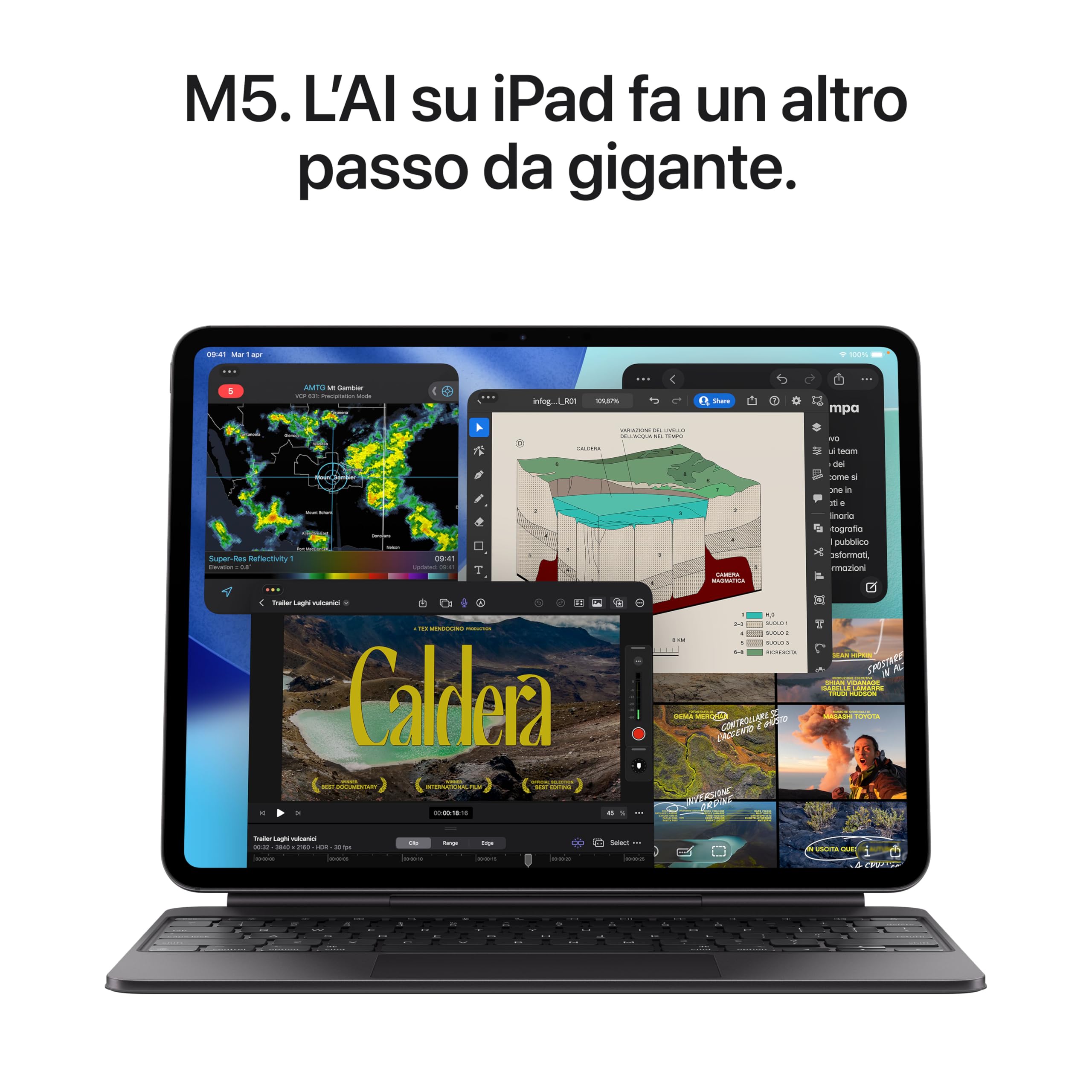 Apple iPad Pro 11'' (M5): Ultra Retina XDR, Vetro standard, 1 TB, Wi-Fi, fotocamere frontale e posteriore da 12MP, scanner LiDAR, un giorno di batteria – Nero siderale