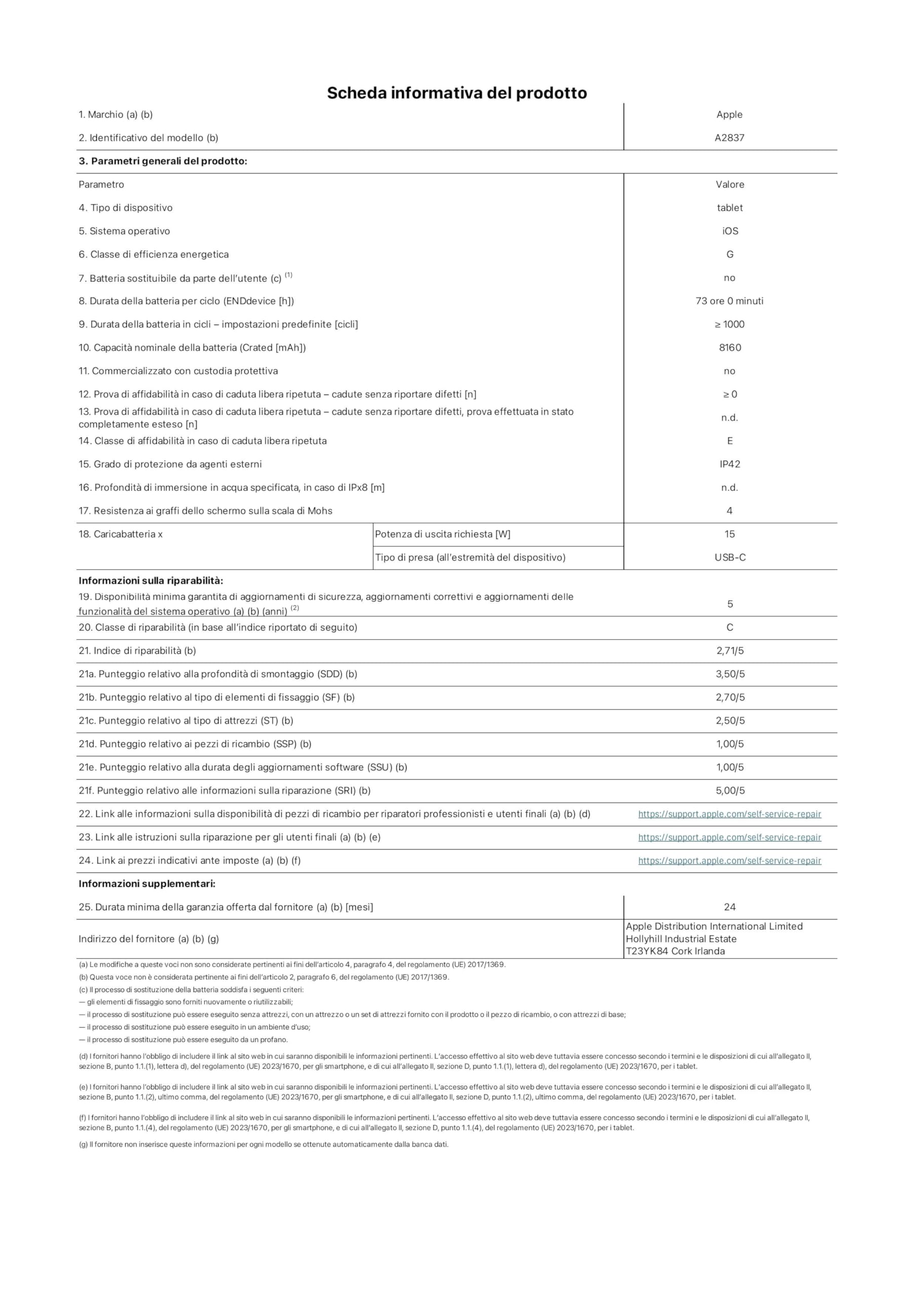 Apple iPad Pro 11'': Chip M4 Progettato per Apple Intelligence, display Ultra Retina XDR, 256GB, fotocamera da 12MP, Wi-Fi 6E + reti cellulari 5G, un giorno intero di batteria – Nero siderale
