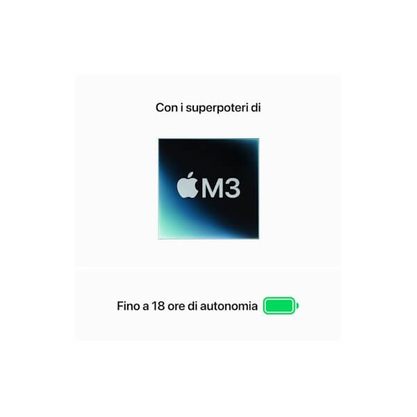 MACBOOK AIR 15" 256GB SSD \\ 8GB MEMORIA UNIFICATA, CHIP APPLE M3 8-CORE CPU 10-CORE GPU - MEZZANOTTE