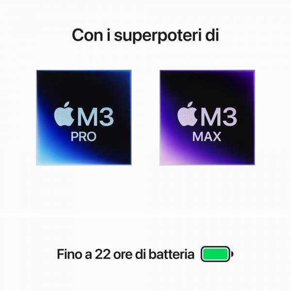 MacBook Pro 16'' M3 Pro chip con 12-core CPU e 18-core GPU, 36GB, 512GB SSD - Argento