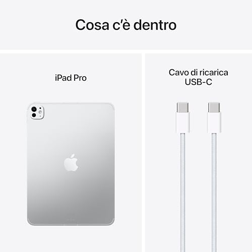 Apple iPad Pro 11'' (M5): Ultra Retina XDR, Vetro standard, 1 TB, Wi-Fi, fotocamere frontale e posteriore da 12MP, scanner LiDAR, un giorno di batteria – Argento