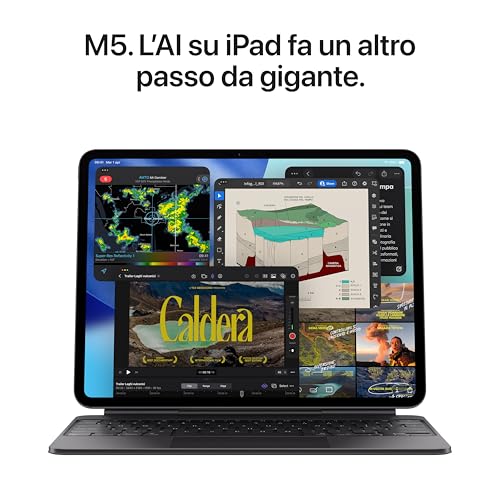 Apple iPad Pro 11'' (M5): Ultra Retina XDR, Vetro standard, 1 TB, Wi-Fi, fotocamere frontale e posteriore da 12MP, scanner LiDAR, un giorno di batteria – Argento