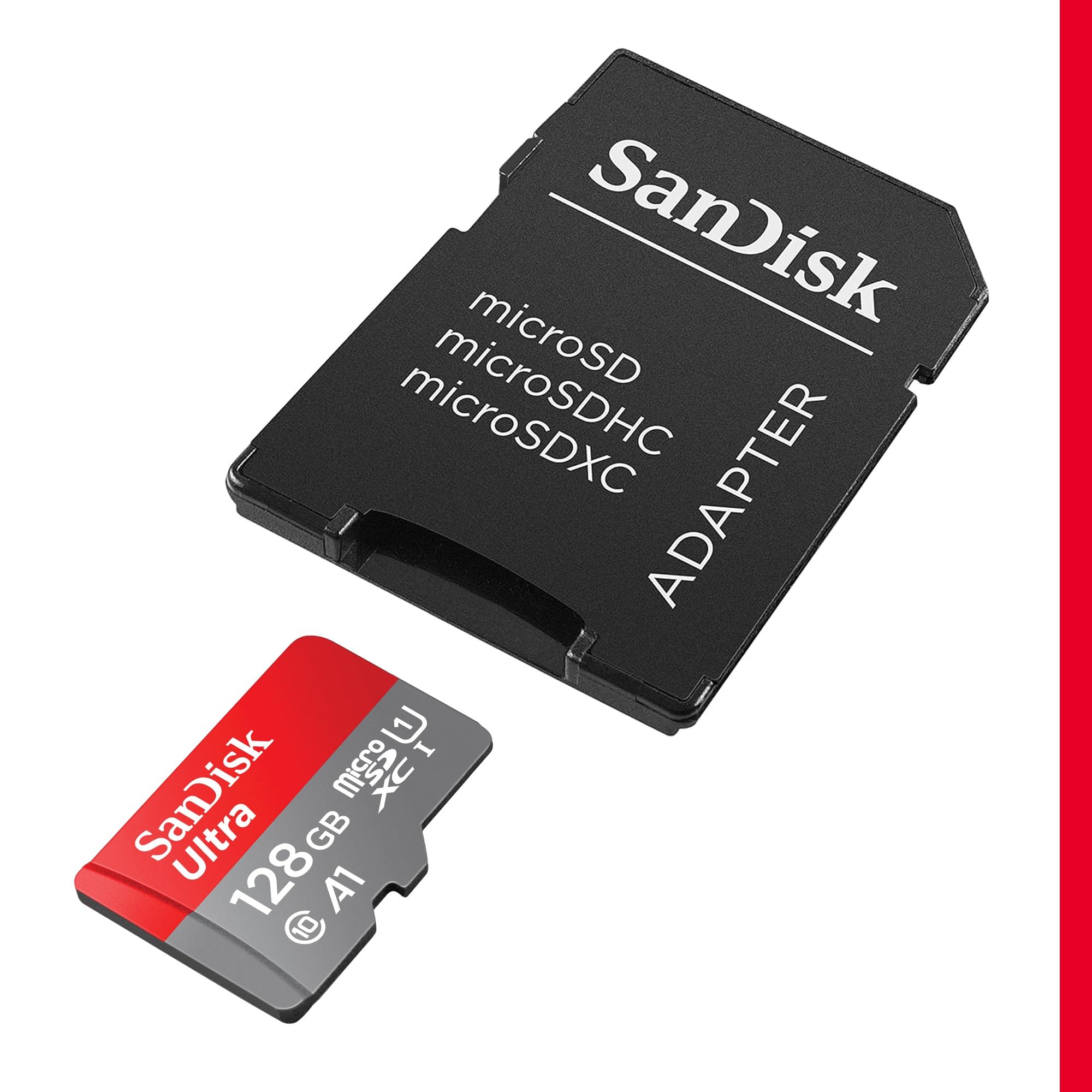SanDisk 128GB Ultra scheda microSDXC + adattatore SD fino a 140 MB/s con prestazioni app A1 UHS-I Class 10 U1