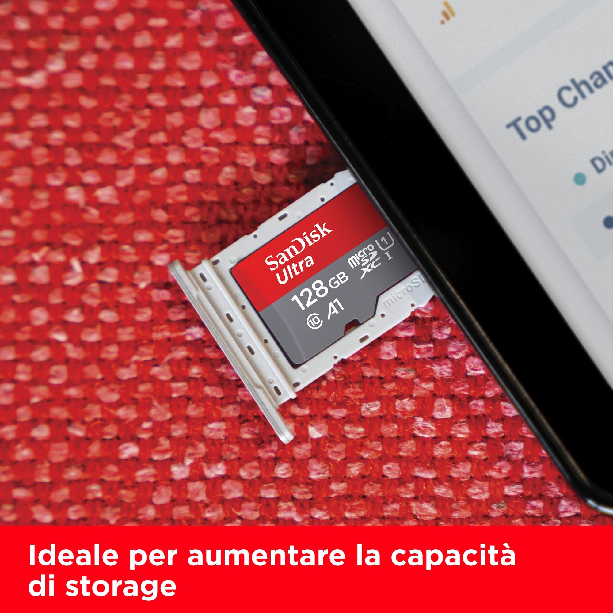 SanDisk 128GB Ultra scheda microSDXC + adattatore SD fino a 140 MB/s con prestazioni app A1 UHS-I Class 10 U1