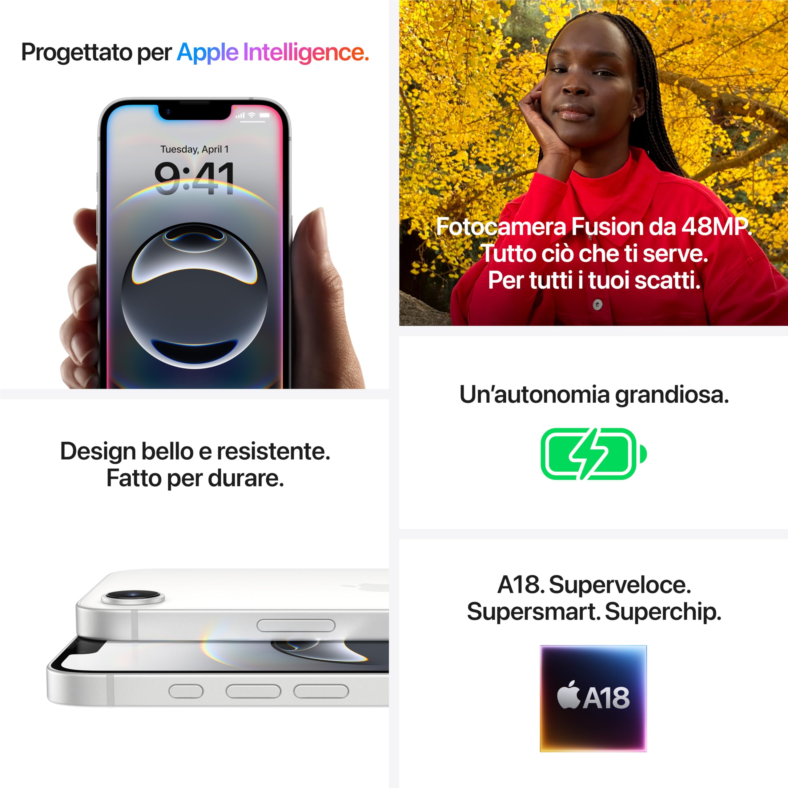 Apple iPhone 16e 128 GB:  Bianco